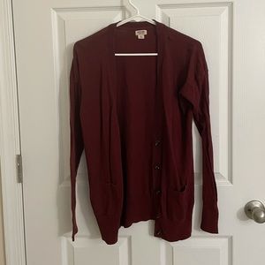 Red cardigan